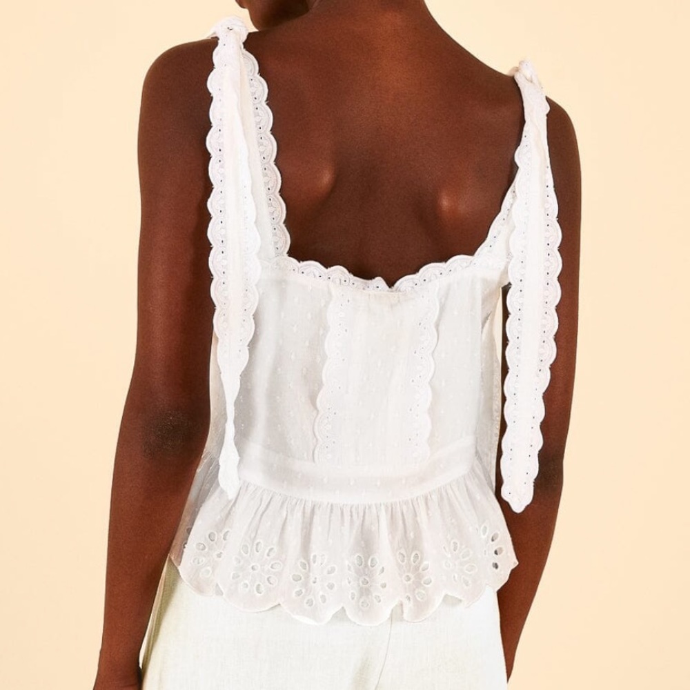 FARM Rio White Broderie Anglaise Tie-Strap Tank - Picture 2 of 8